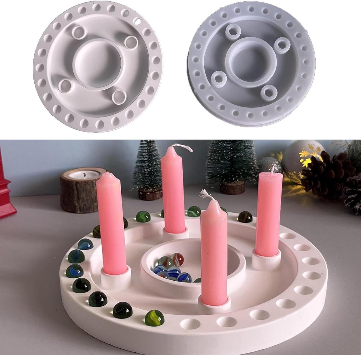Silicone Vorm - Kalender Vorm - Kerst Knutselen - 24 Kleine Gaten - Grote Ronde - A