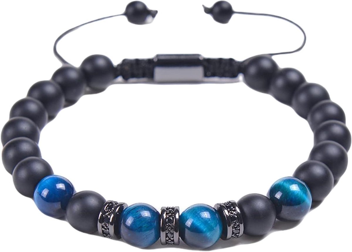 Heren Armband - Geparelde Band - Dagelijkse Stijl - Verstelbaar Ontwerp - 30 cm - Blauw