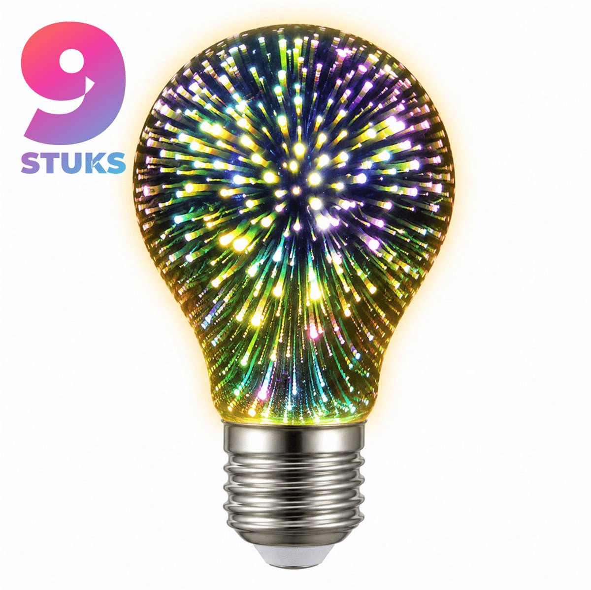 9x Peertje Led-lamp E27 - 4W - Warm Wit Licht (2700K) - 300 lm - 30 jaar - Dimbaar - Vuurwerk Effect