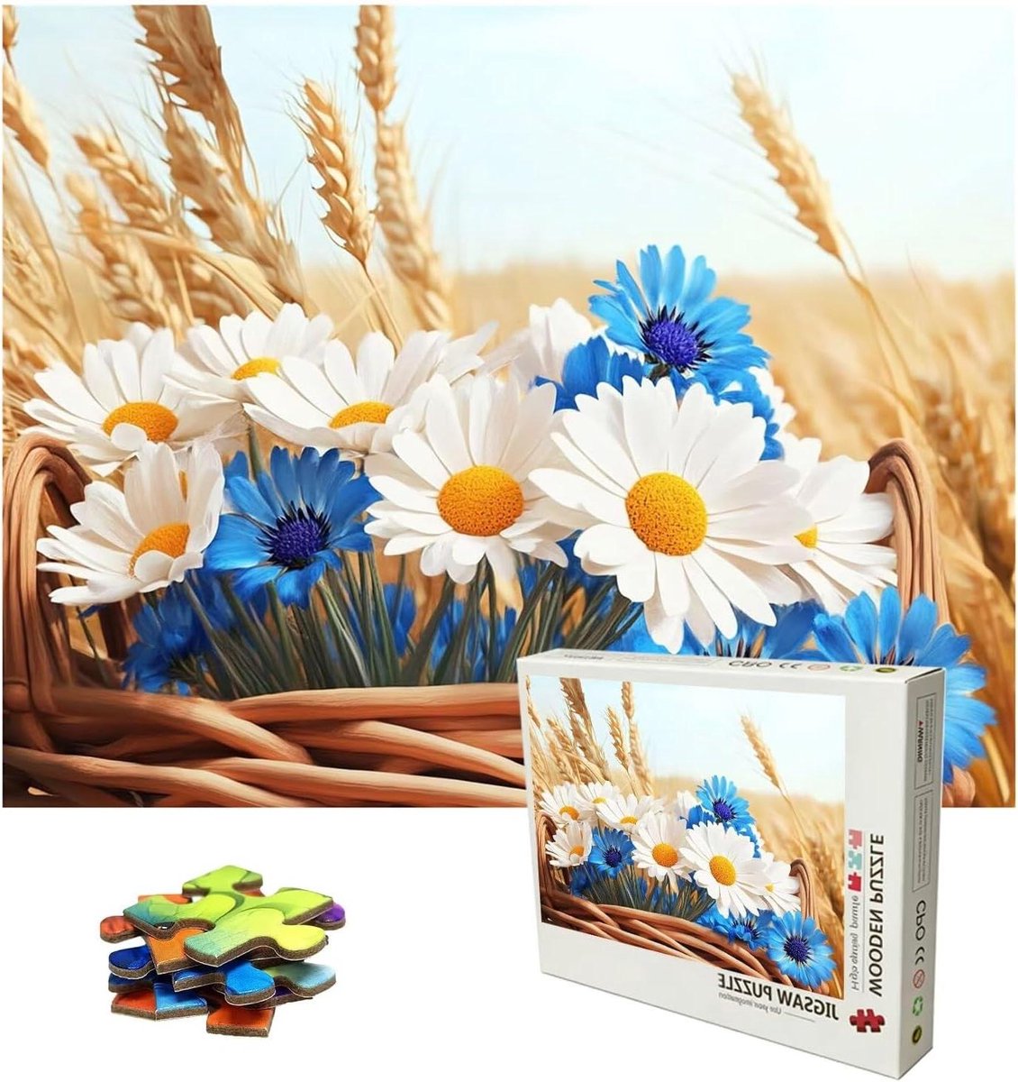 Bloemenpuzzel 3000 stukjes - Houten legpuzzel - Ontspanning en Geestelijke Training - Premium Lindehout Kwaliteit - 122 x 81 cm