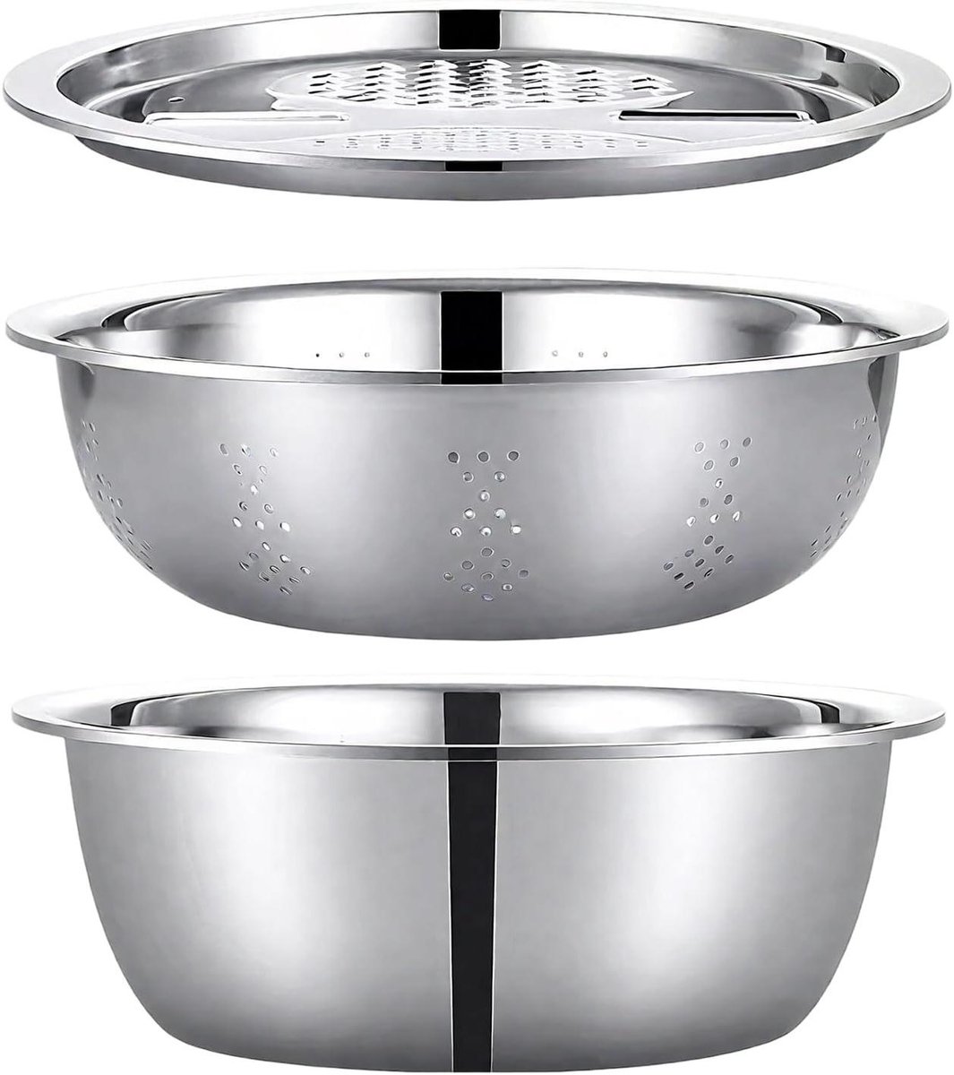 Metalen Mengkommen - Keukenbak Set - Maaltijd Bereiding - Antislip Basis - 24CM - Meerkleurig