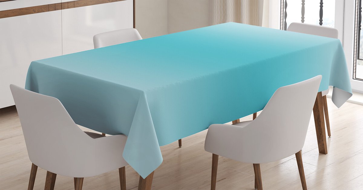 ABAKUHAUS Ombre tafelkleed, tropisch waterprint, Easy Care met ultramoderne druktechnologie, wasbaar en gepersonaliseerd, 140 x 240 cm, turquoise