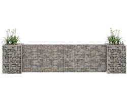 Gabione Bloembak - Stalen Muur - Tuinrand Creëren - Roestbestendig Staaldraad - 260 x 40 x 60 cm - Zilver