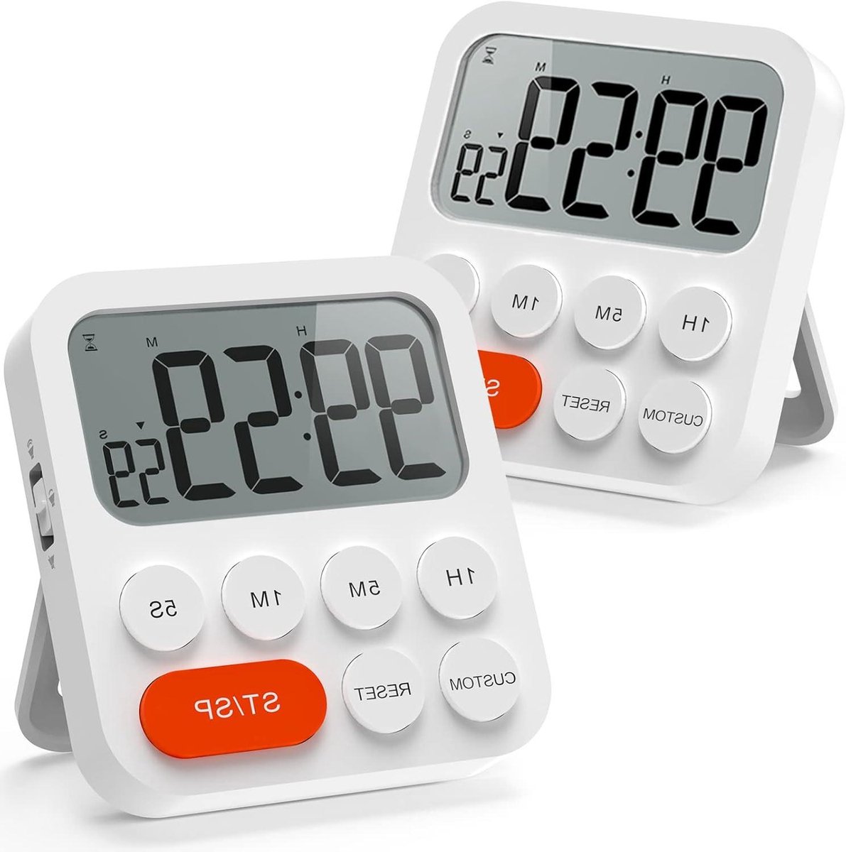 Digitale Keukentimer - Stopwatch Alarm - Koken Leren Studeren - 3 Volume Niveaus - 2 Stuks - Wit