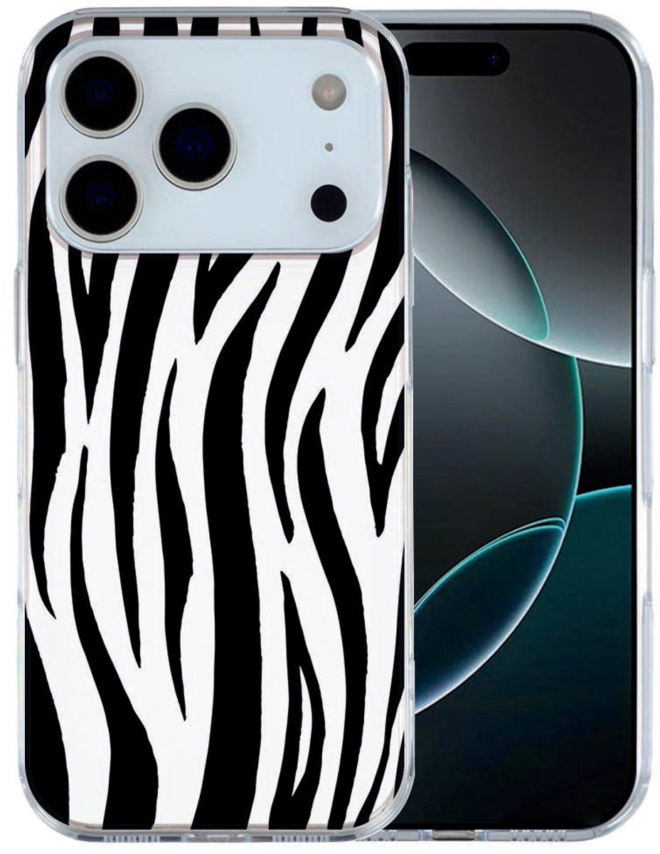 iPhone 17 Pro Max Hoesje Zebra – Trendy TPU Cover met Zebra Print