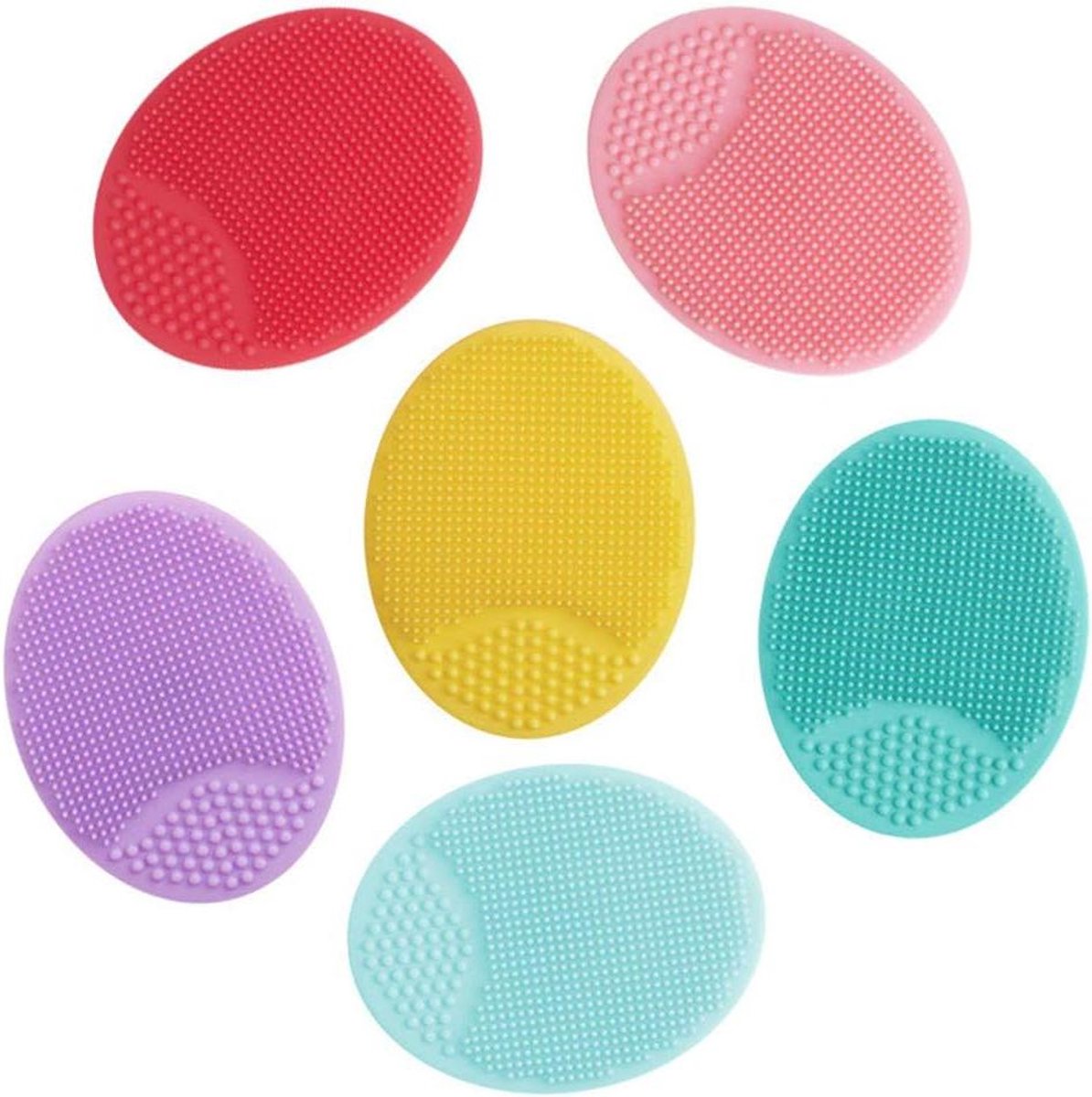 Siliconen Doucheborstel - Lichaamsscrubber Gezicht - Huid Reinigen - Hygiënisch en Zacht - 6 Stuks - Multicolor