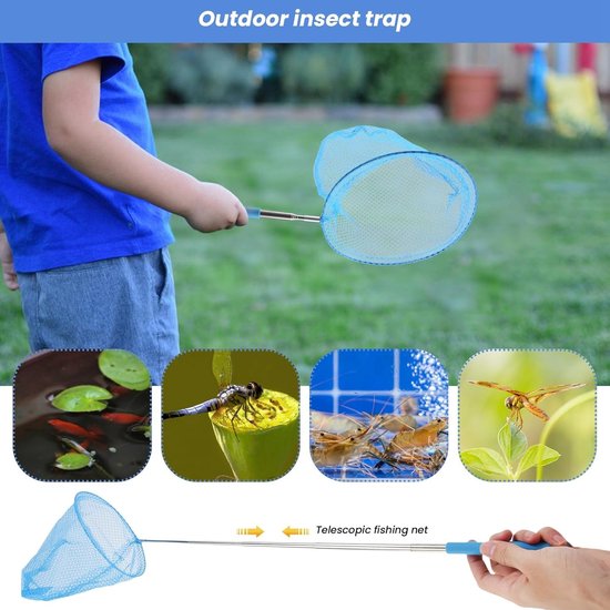 Telescopisch Net - Vangnet Insecten - Buiten Vissen - Roestvrij Staal - 85 cm - Blauw — afbeelding 2