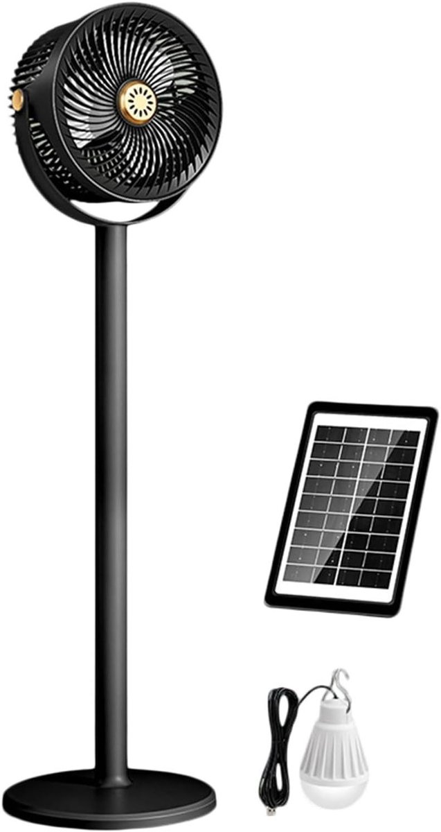 Opvouwbare Ventilator - Draagbaar Model - Buiten Koelen - Zonnepaneel Opladen - Verstelbare Hoogte - Groen Zwart