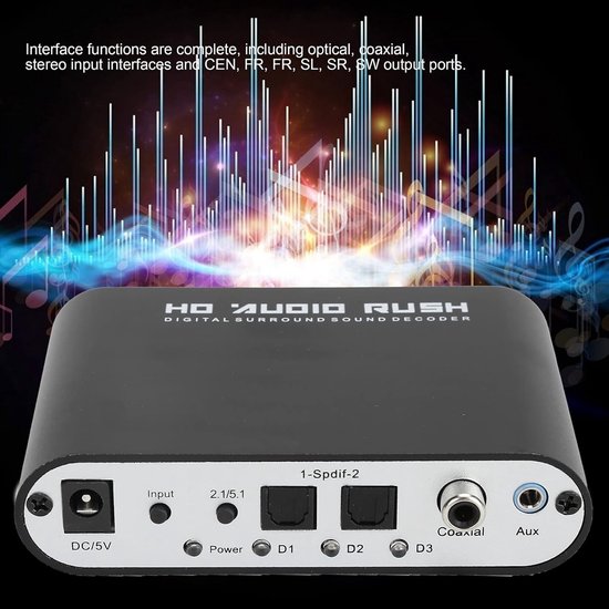 Audiodecoder - Geluidsomzetter - Thuisbioscoop Geluid - Meerdere Ingangen - 5.1 Kanaals - Zwart — afbeelding 5