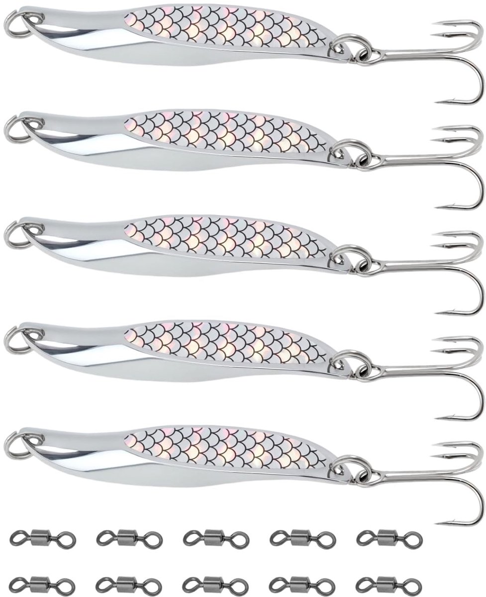 Dailygoods - Dailygoody - Zilver Metalen Zeevissen Lokt - Kunstaas 65Mm - Ideaal voor Casting - 5Pcs - Voor Baars Makreel Forel Zalm - 21g