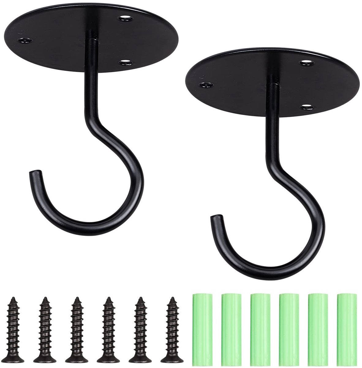 Dailygoods - Cosensi - Dailygoods - Dailygoody - Plafondhaken - Tuinaccessoires - Zware metalen muurbevestigingshaken - 6,5 cm diameter - Geschikt voor planten - Zwart - Voor woondecorat...