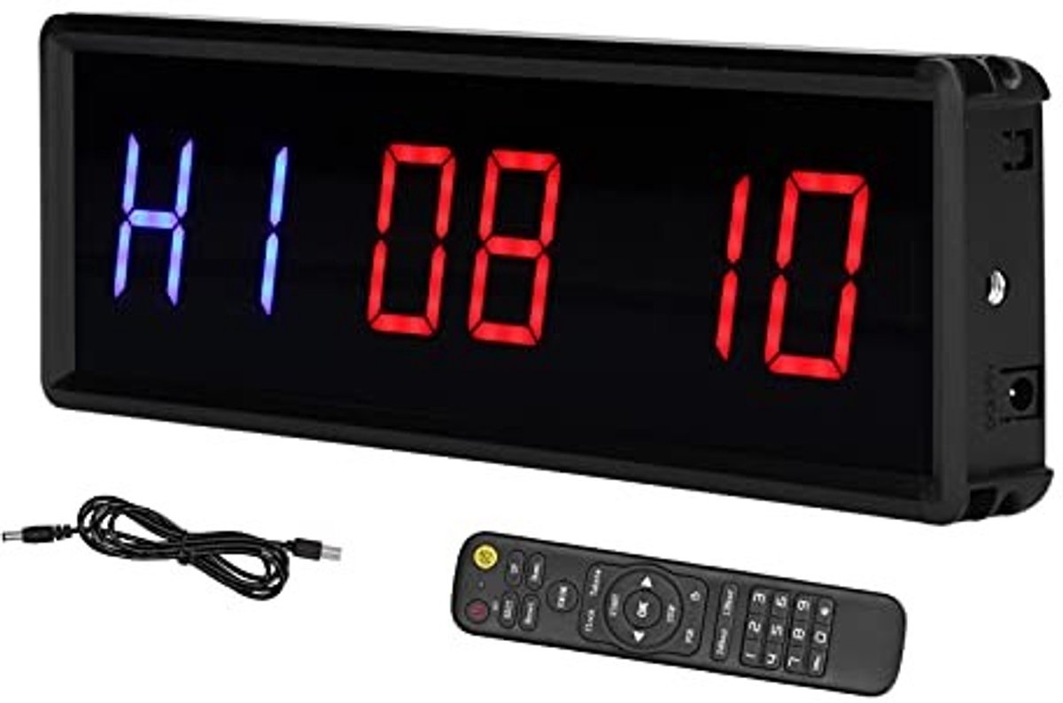 Dailygoods - Dailygoody - Gym Timer - LED Interval Timer - Stopwatch met Afstandsbediening - Zilver - Fitness Timer - Ideaal voor Thuis Gym - Compact formaat