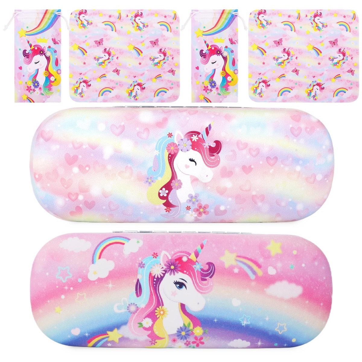 Dailygoods - Eenhoorn Brillenkoker met Zachte Hoes en Doek voor Meisjes