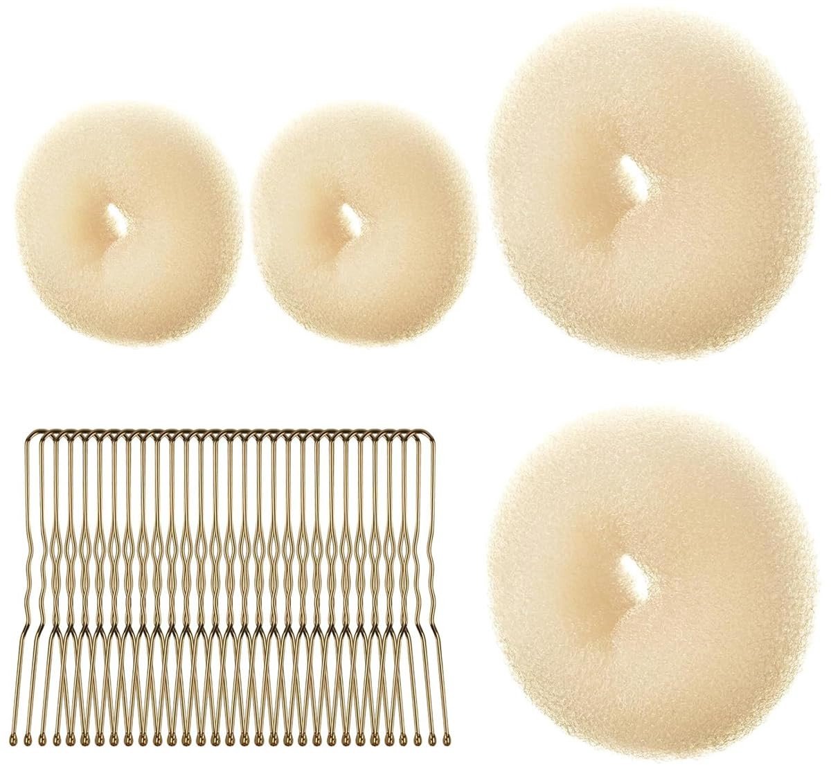 Dailygoods - Dailygoody - Donut Bun Maker Set - Haaraccessoires - Off-white - Chignon Haarstylen - 4 stuks - Inclusief 30 Haarspelden voor Meisjes en Vrouwen