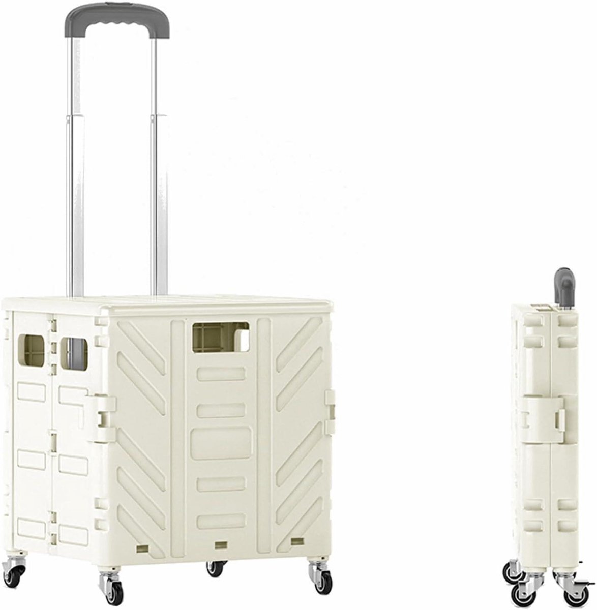 Vouwbare Winkelwagen - Transportkar - Boodschappen Doen - Stil Remwiel - 75L Capaciteit - Groen