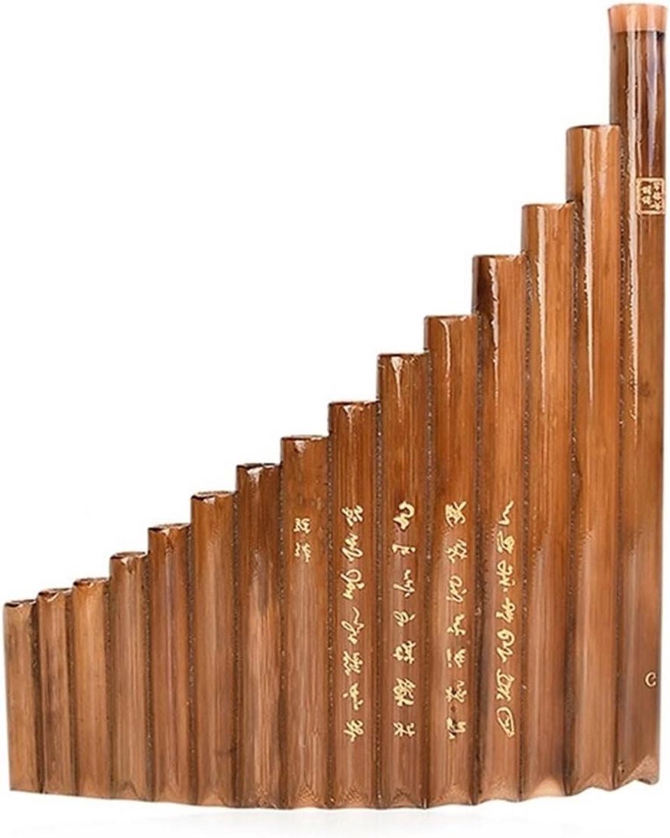 Panfluit 15 Buis - Houtwind Instrument - Muziek Maken - Natuurlijk Bamboe - 28 cm - Bruin