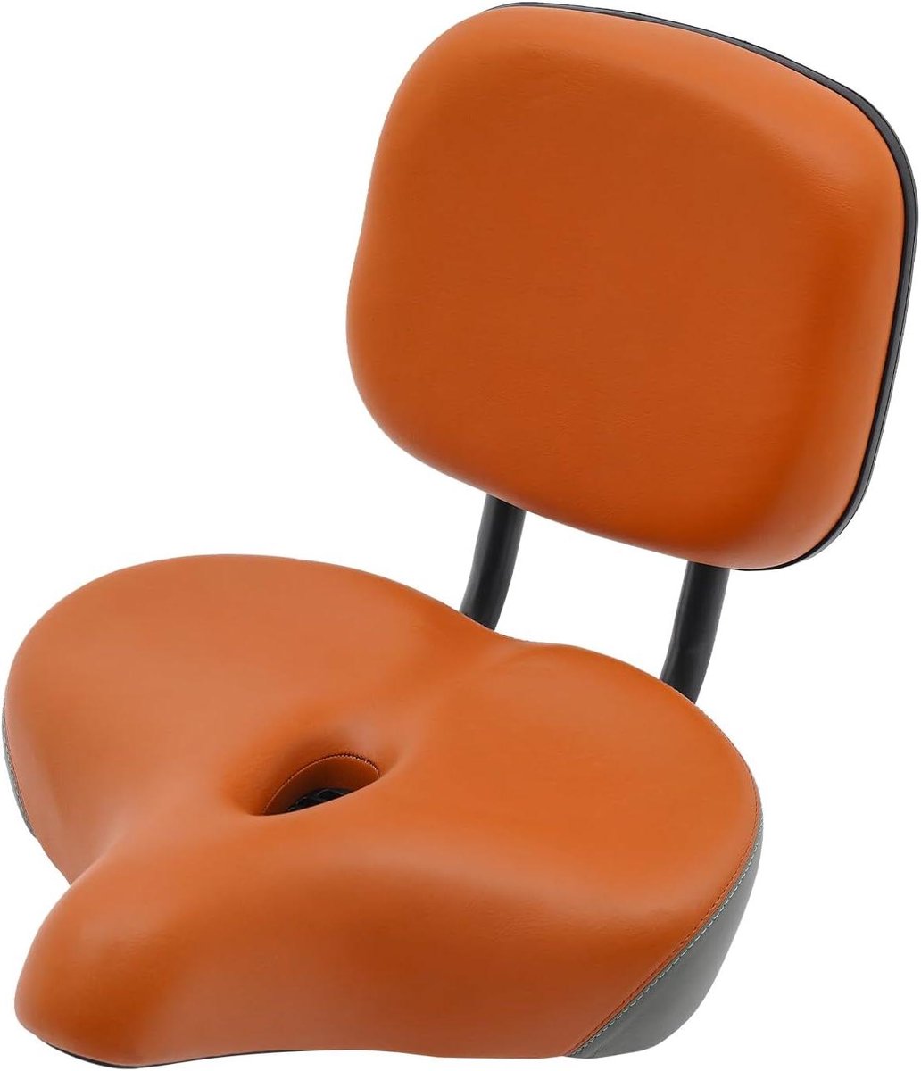 Fietszadel met rugleuning - Comfortabel fietszadel - Comfortabel fietsen - Verstelbare rugsteun - 100 kg draagvermogen - Bruin