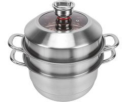Stoompan Roestvrijstaal - Drielaags Koken - Gezond Eten Bereiden - Met Ingebouwde Timer - 27.5 x…