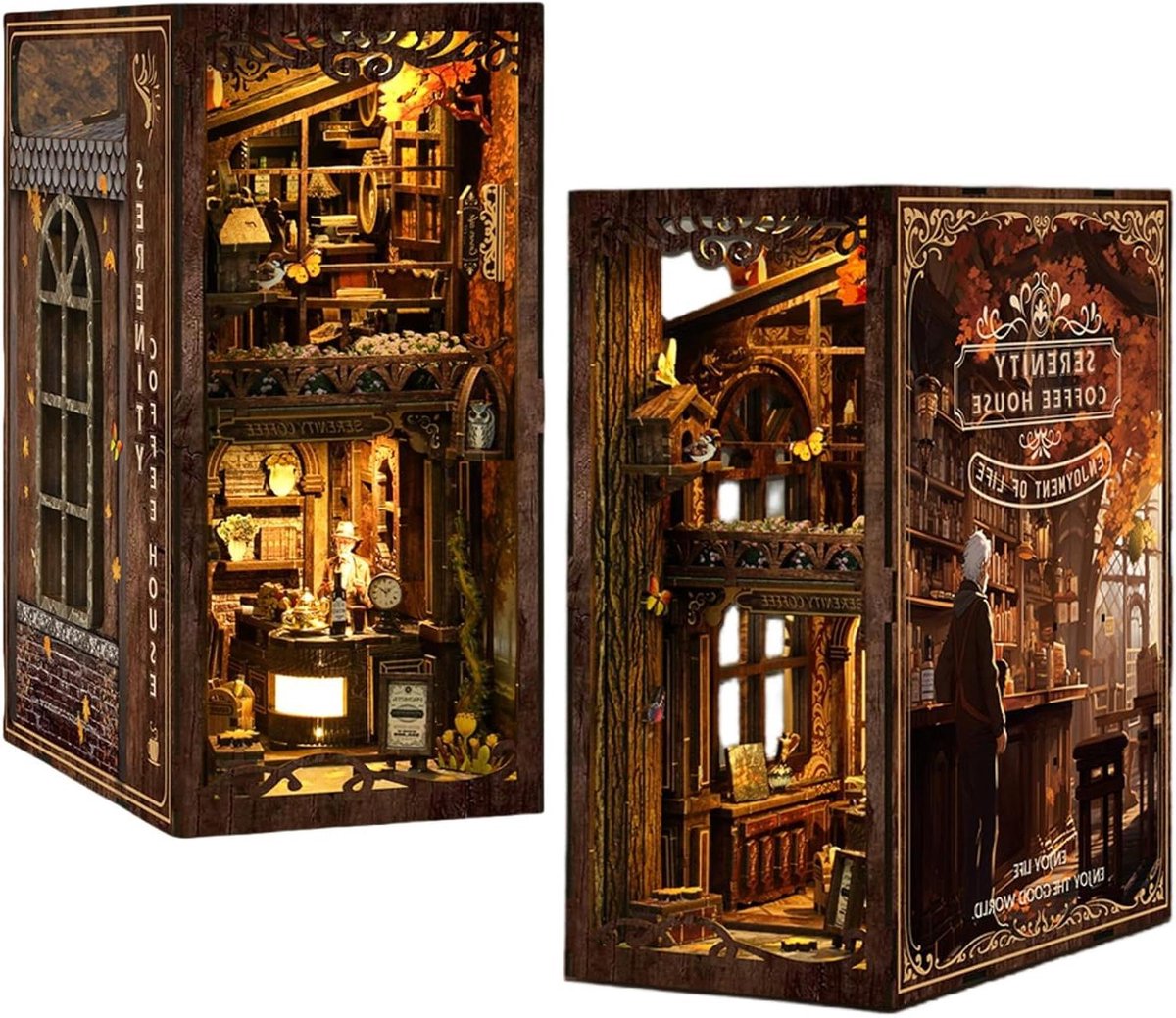 Boekenkast Inzet - Miniatuur Huisje - Hobby Project - Gedetailleerd Interieur - 23 x 18 cm - Groen