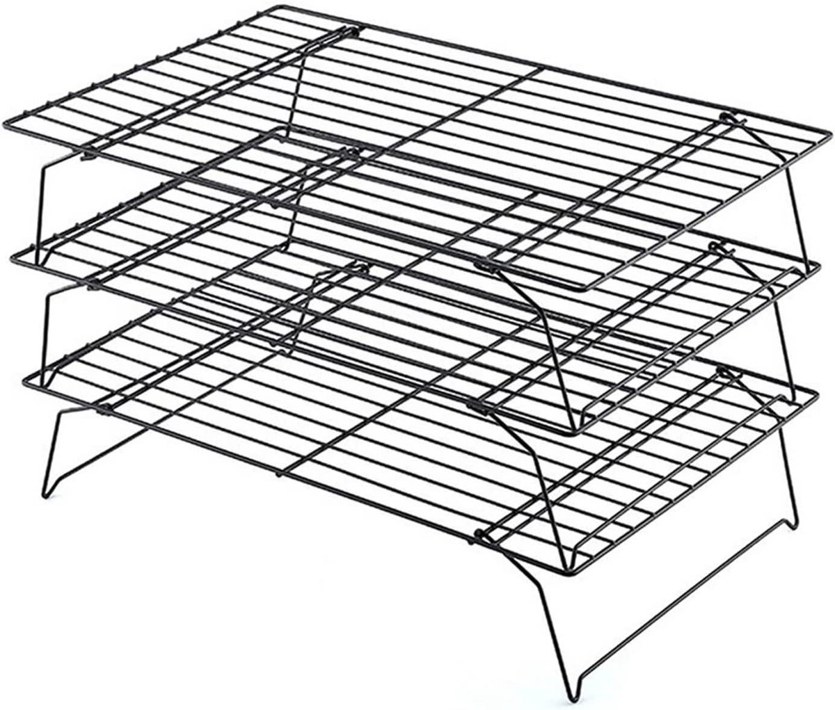 Bak Koelrek - Draadrek - Bakken En Koelen - Stapelbaar Ontwerp - 2 Lagen - Zwart