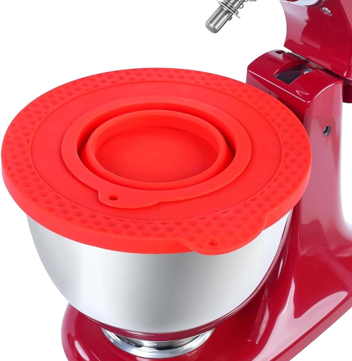 Mixer Kom Deksel - Spatdeksel Keukenmachine - Schoon Bakken - Sterke Afdichting - 23 cm Diameter - Wit