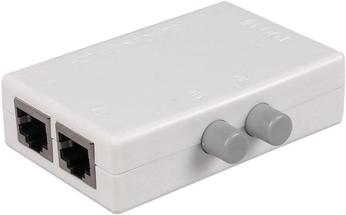 Netwerk Splitter - 2 Poorts Switch - Netwerken Delen - Compact Ontwerp - ABS Kast - Wit