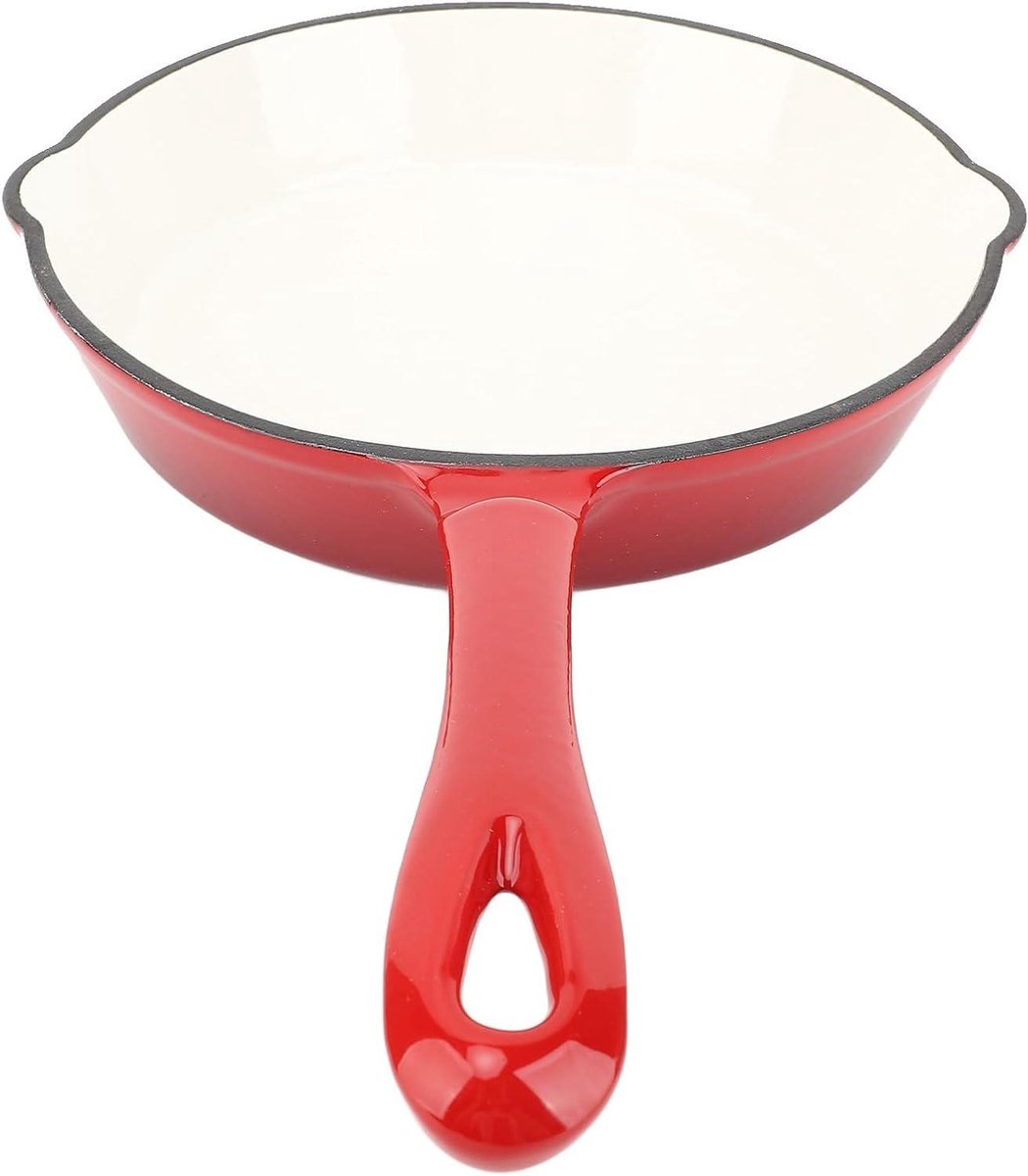 Gietijzeren Koekenpan - Antiaanbak Pan - Veelzijdig Koken - Geëmailleerd Ontwerp - 25CM - Zwart