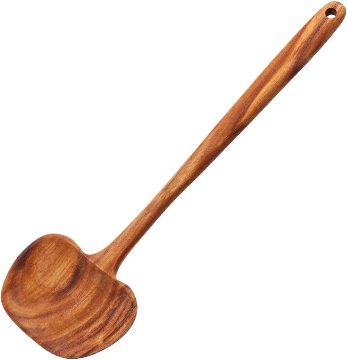Houten lepel - Kookspatel Serveerlepel - Eten Bereiden - 2-in-1 Ontwerp - 39 cm - Houtkleur