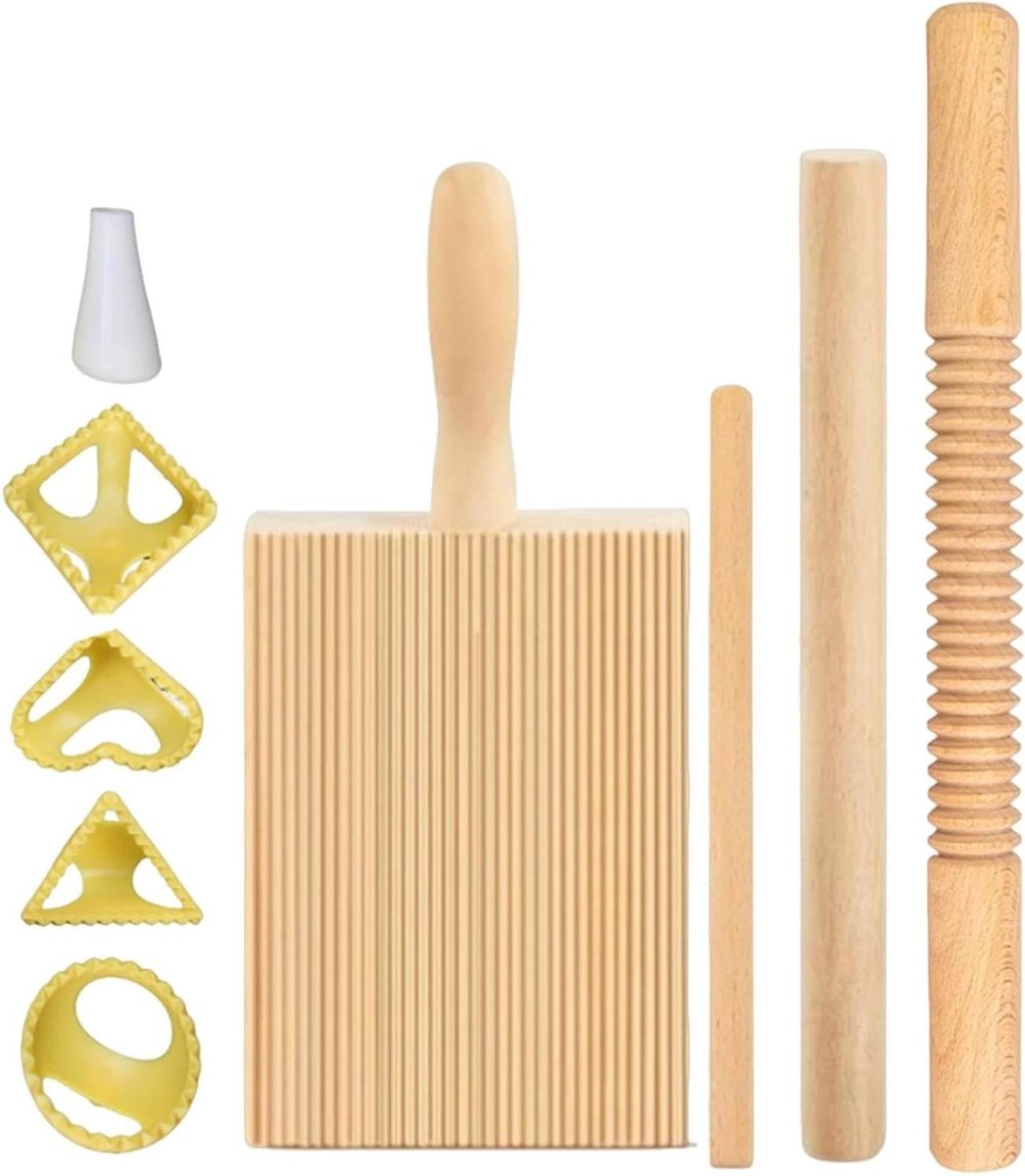 Pastamaker Set - Deeg Gereedschap - Zelf Pasta Maken - Multifunctioneel Hout - 36 x 20 x 6 cm - Meerkleurig