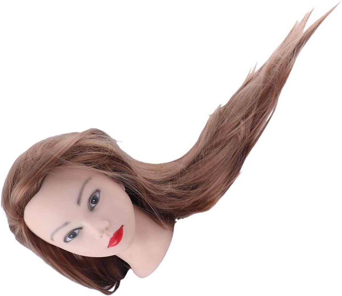 Mannequinhoofd - Oefenhoofd Haar - Haar Stylen Leren - Realistisch Haar - 65 cm - Bruin