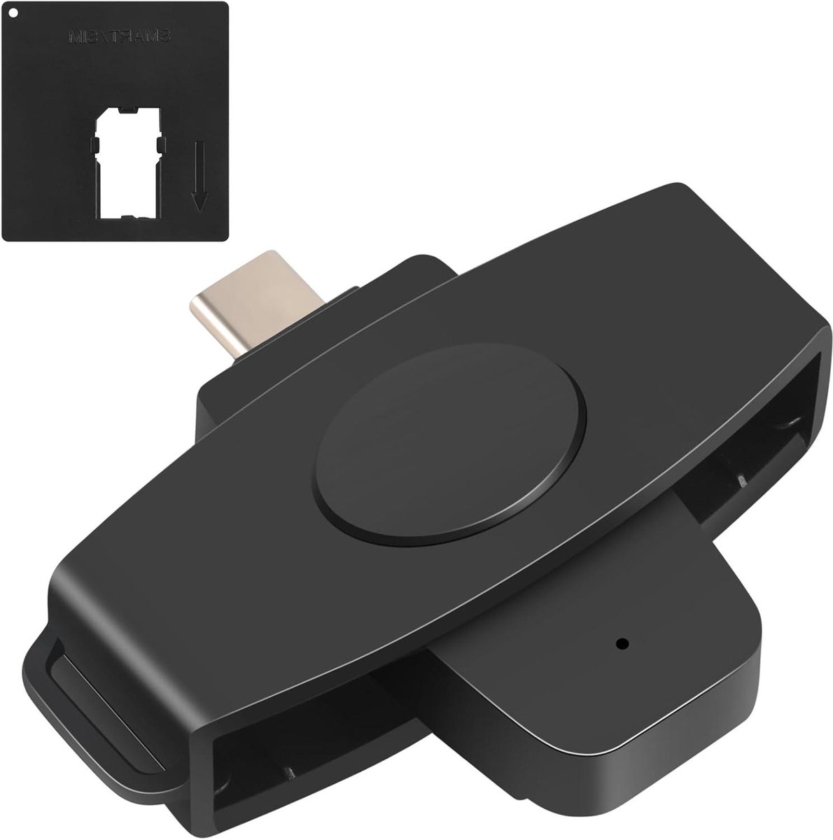 Smart Kaartlezer - Bank Uitlezer - Digitale Identiteit - Type C Connectie - 63x25x17 mm - Zwart