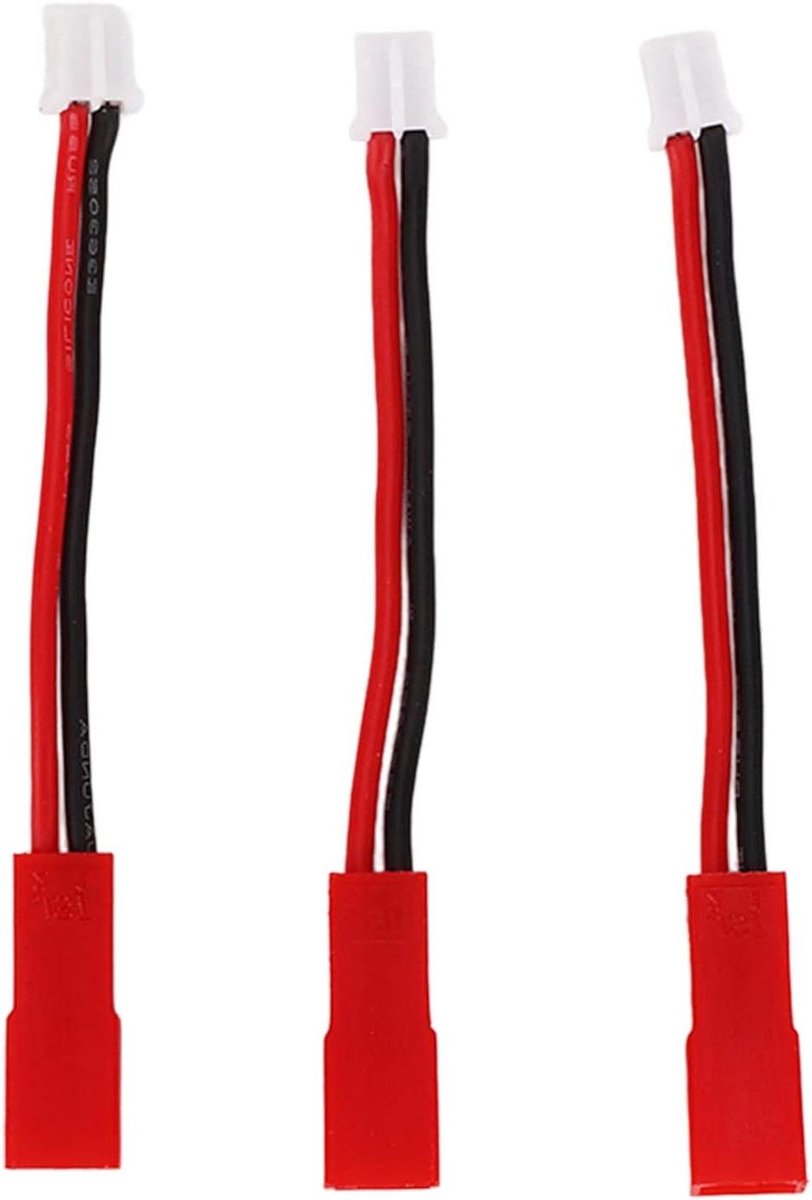 Adapter Converter - JST Plug - RC Auto Onderdelen - Zacht Flexibel - 72 mm Lengte - Zwart Rood