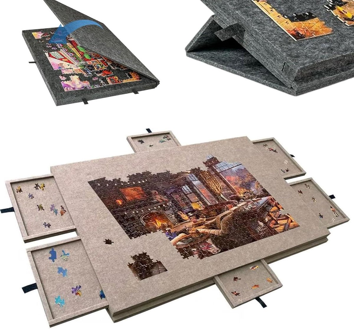 Legpuzzelbord - Puzzeltafel Opbergkoffer - Puzzels Maken - Met Laden - 1500 Stukjes - Donkere Kameel