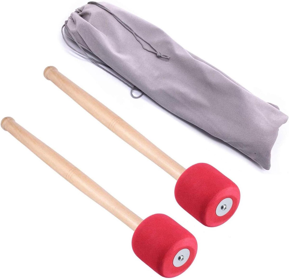 Basdrum Mallets - Paukenstokken - Muziek Maken - Stevige Schuimkop - 33cm Lengte - Rood