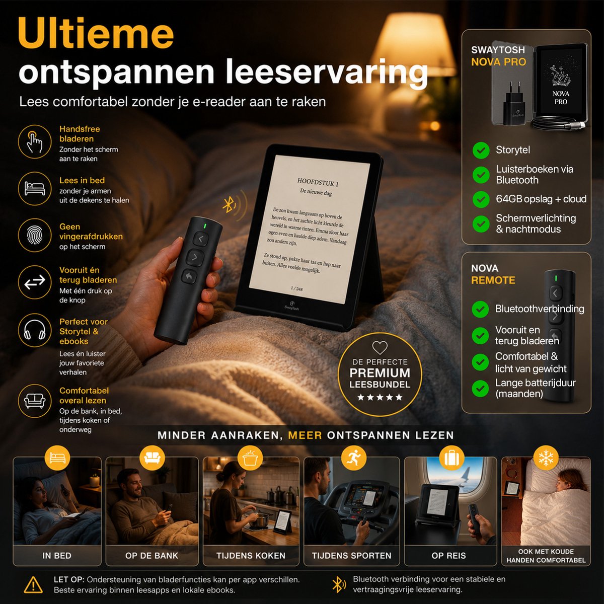 SwayTosh Nova Pro E-Reader met Bluetooth Afstandsbediening - afbeelding 2