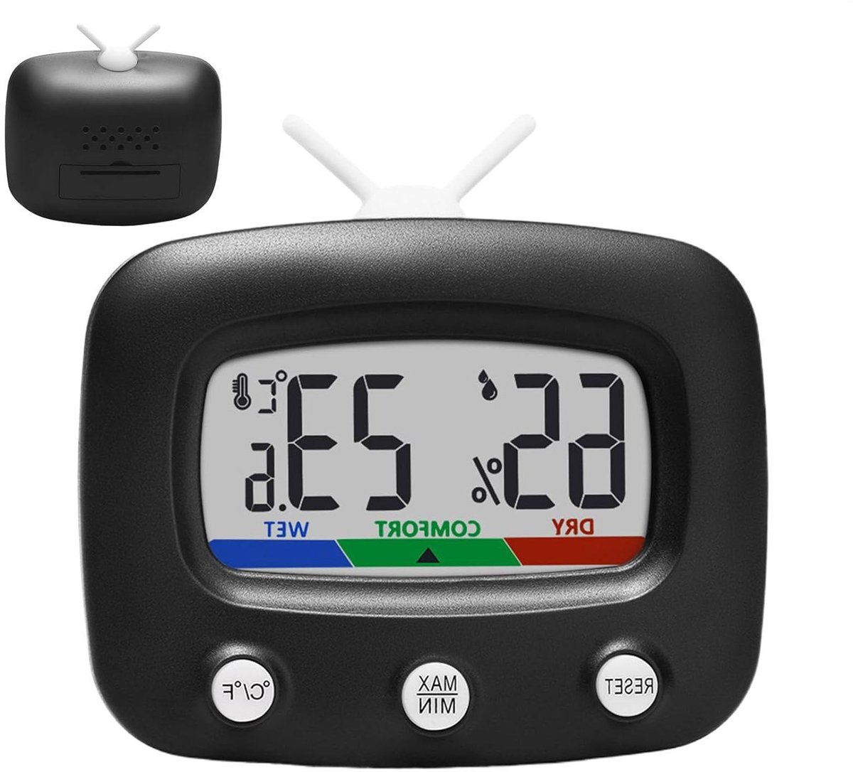 Digitale Hygrometer - Klimaatmeter - Binnenklimaat Monitoren - Retro TV Design - 93 x 52 cm - Wit