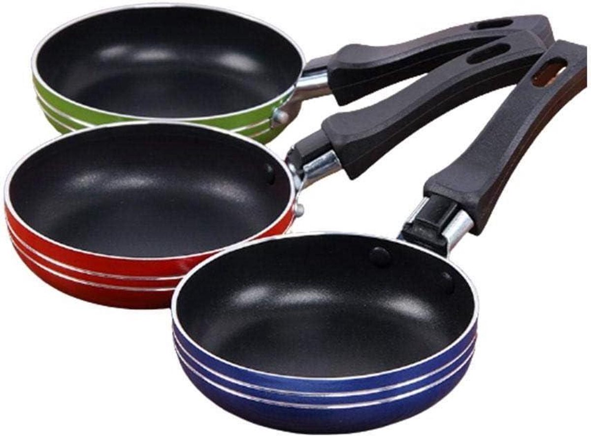 Mini Koekenpan - Koekepan Klein - Porties Bereiden - Vaatwasserbestendig - 12 cm Diameter - Willekeurige Kleur