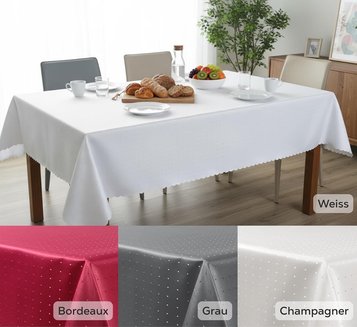 Tafelkleed - Stoffen kleed - Eettafel decoreren - Strijkvrije stof - 160x260 cm - Champagne