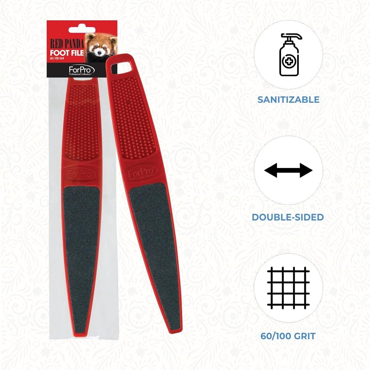 Voetvijl - Pedicure vijl - Eelt verwijderen - Dubbelzijdig schuurpapier - 267 cm - Rood