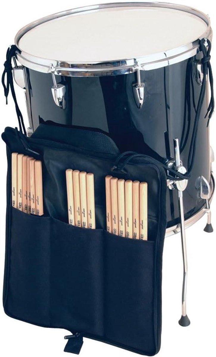 Drumstick Tas - Stokkenhouder - Drummen - Drie Vakken - 20.32 x 5.08 x 12.7 cm - Zwart
