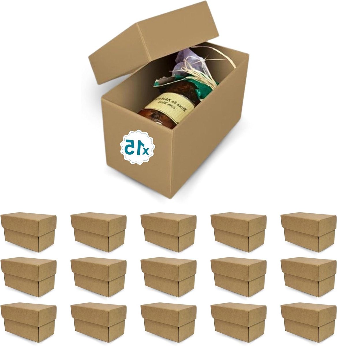 Kartonnen Cadeaudozen - Kraft Geschenkdozen - Cadeaus Verpakken - Met Deksel - 15 stuks 180mm - Bruin