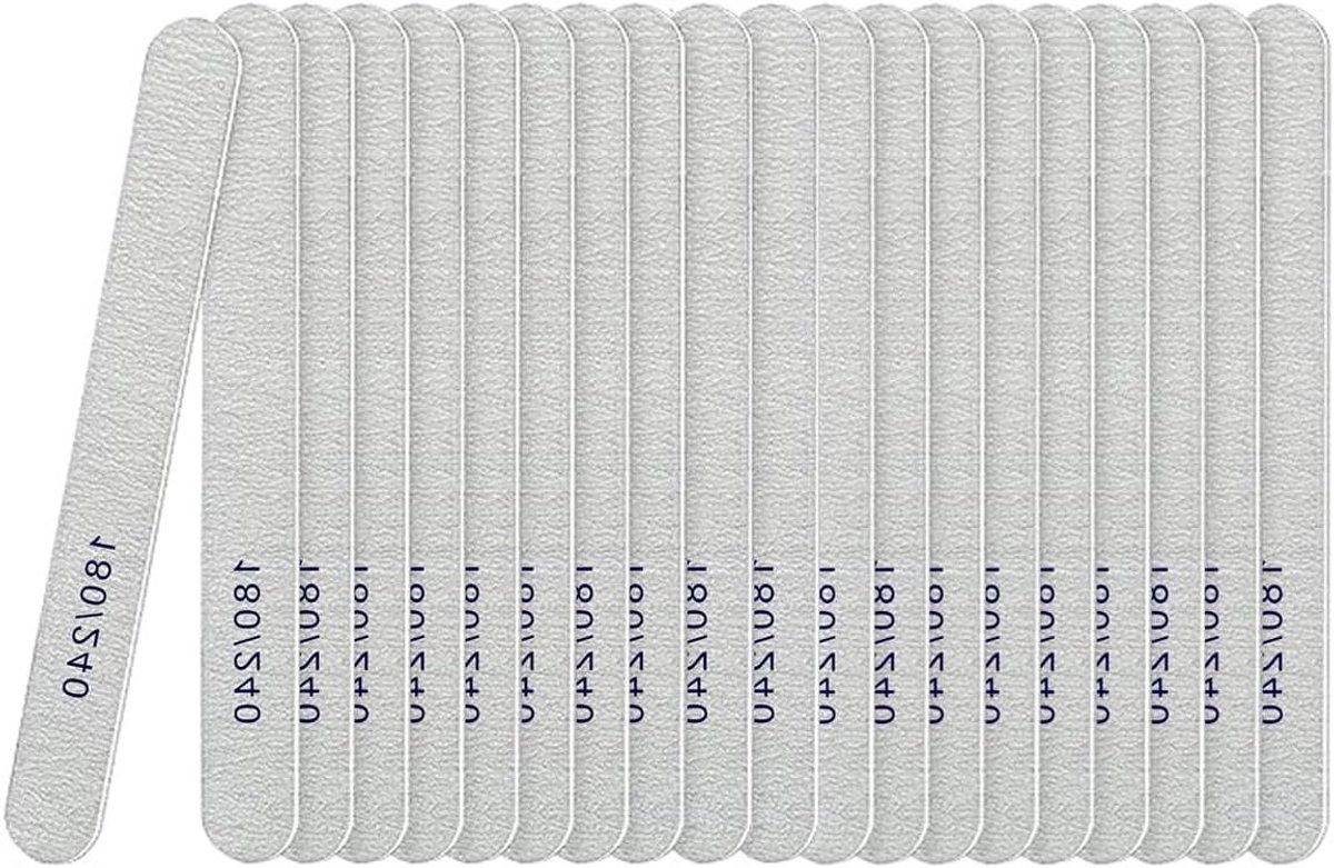 Nagelvijlen - Manicure Tool - Nagels Vormgeven - Dubbelzijdig 180/240 Grit - 20 stuks - Grijs