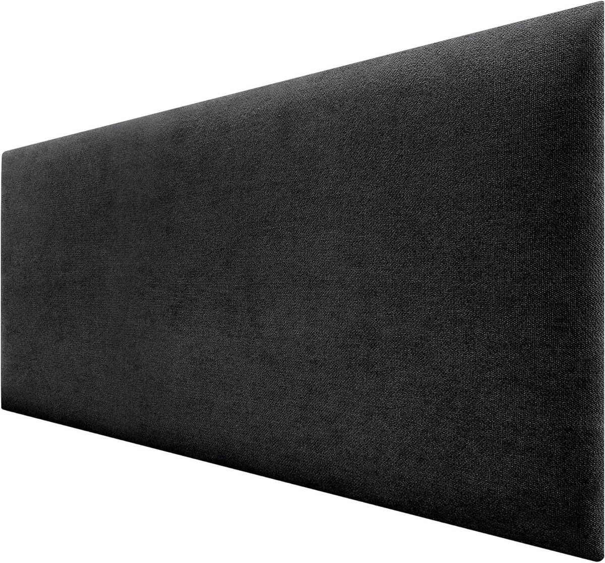 Gestoffeerd Hoofdbord - Wand Hoofdbord - Bed Aankleden - Vlekwerende Aqualine Stof - 145 x 70 cm - Zwart