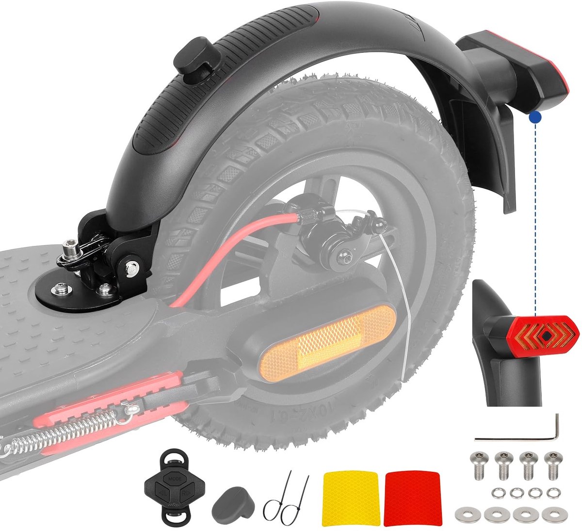 Cosensi - Scooter Achterspatbord - Turn Signal Light - Verbeterde bescherming - Grijs - Draadloze afstandsbediening - Geschikt voor Xiaomi M365 Pro...