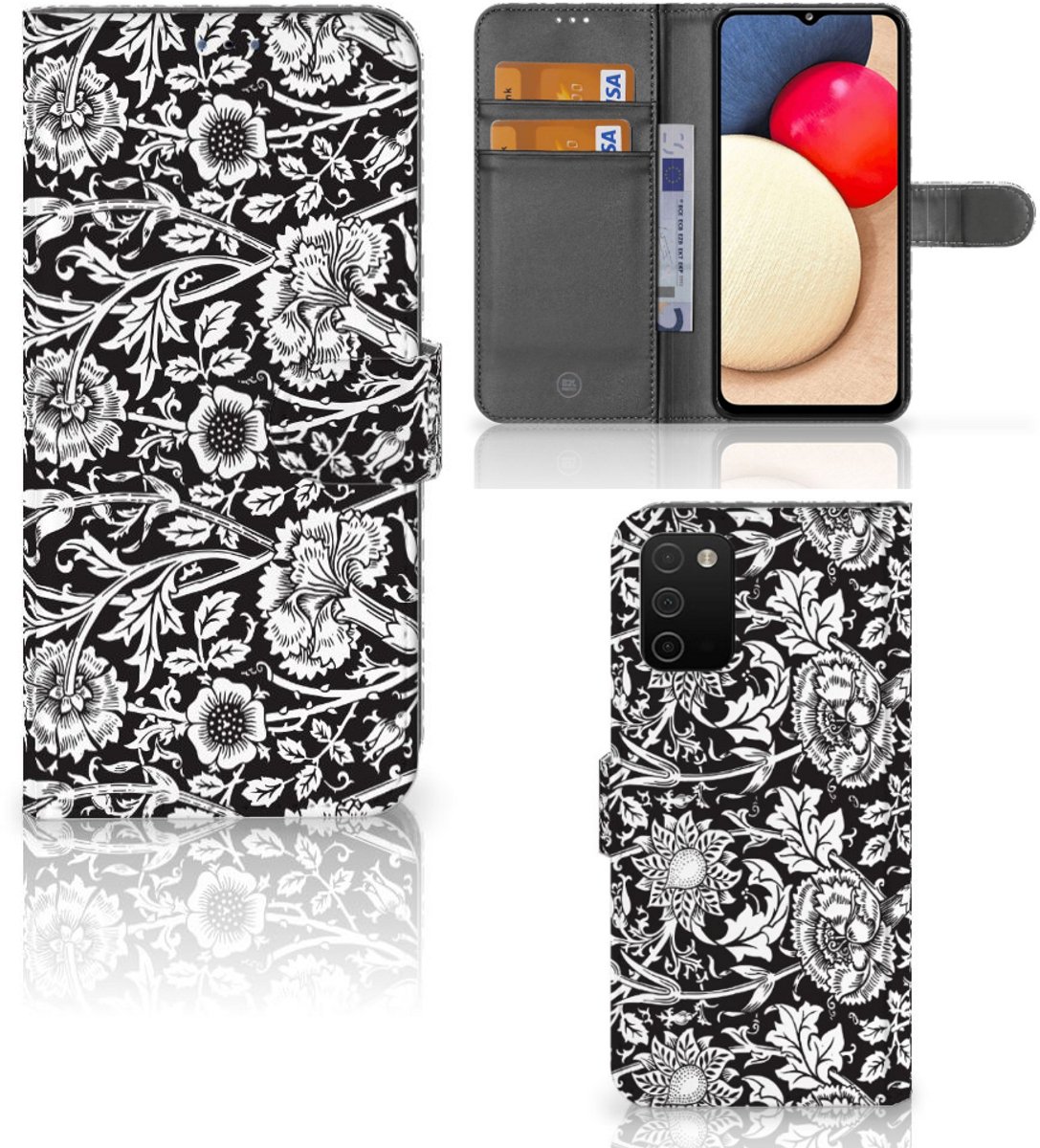 Samsung Galaxy A03s Hoesje Black Flowers