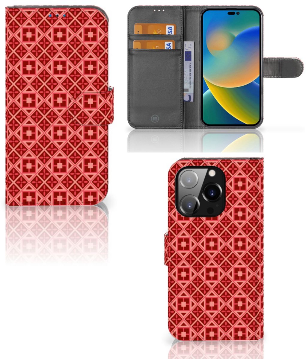 iPhone 14 Pro Telefoon Hoesje Batik Rood
