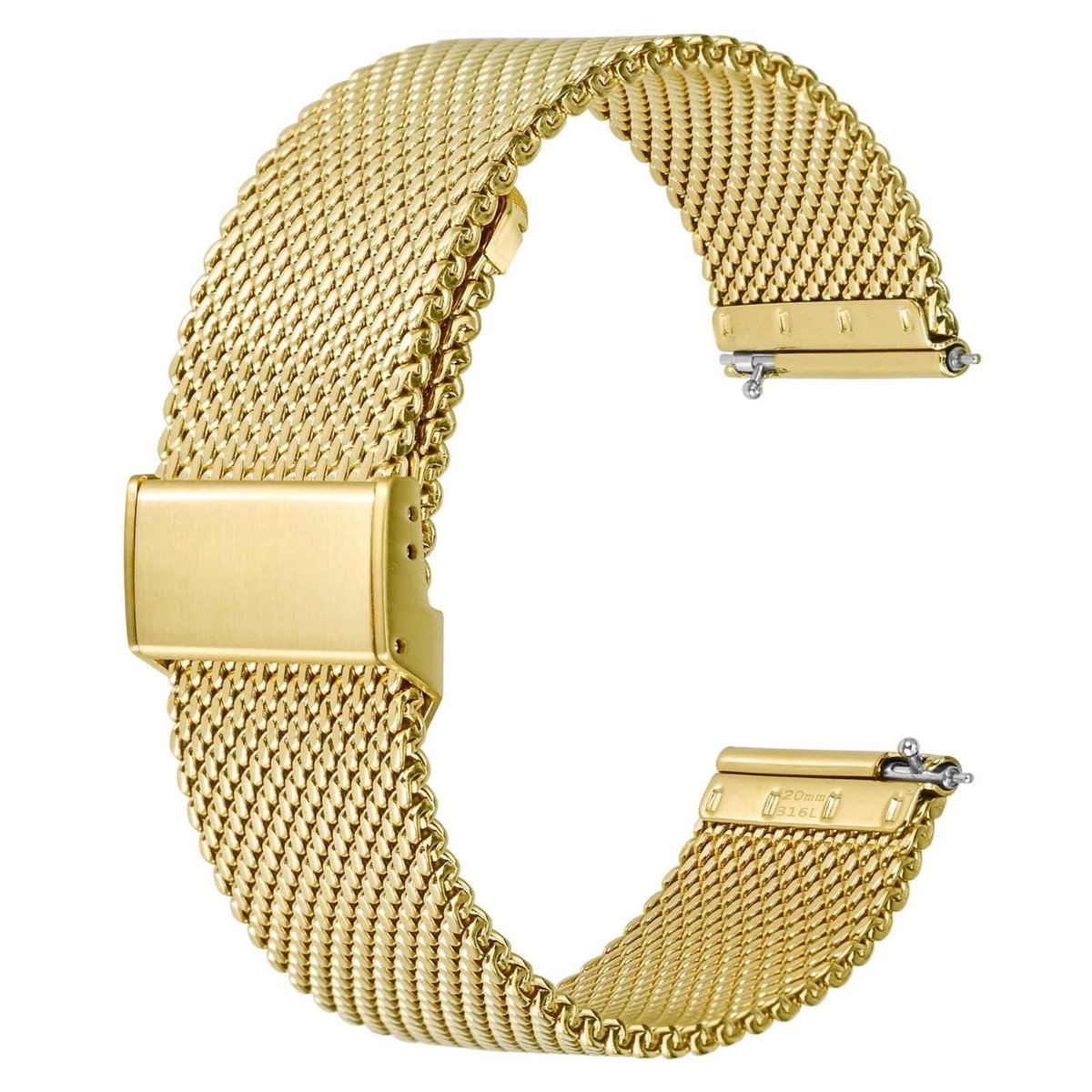 Cosensi - BISONSTRAP - Woven Metal Watch Strap - 316L Stainless Steel - Zilver, Goud, Roze Goud, Zwart - Bandbreedte 16mm, 18mm, 20mm, 22mm - Gesch...