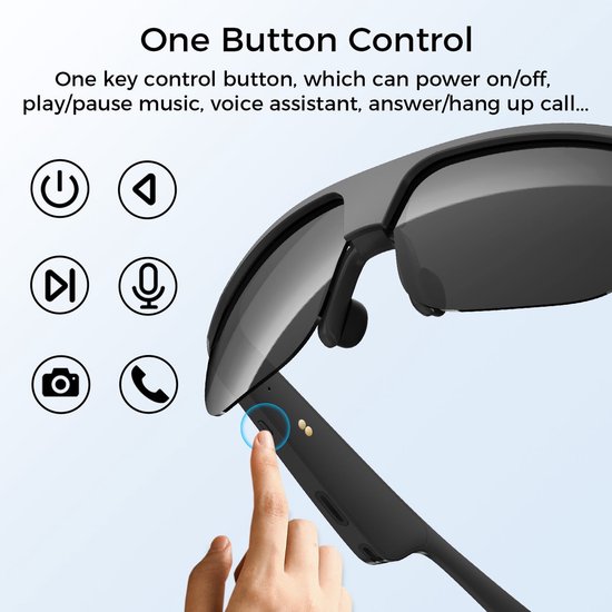 Slimme Bluetooth Zonnebril - Audio Bril Met Microfoon En Spraakassistent - Draadloze Zonnebril Voor Bellen En Muziek - Zwart Montuur Met Goudkleurige Glazen van Merkloos — afbeelding 4