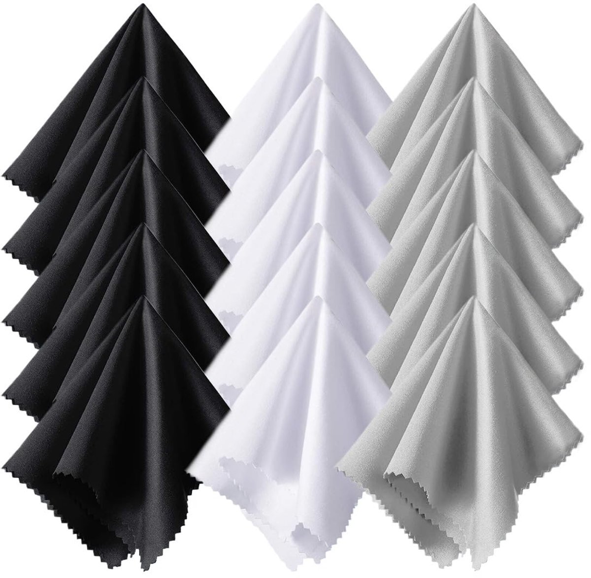 Cosensi - Microvezel Schoonmaakdoekjes - Glazen Poetsdoek - Ideaal voor Lenses en Screens - Zwart, Wit, Grijs - Geschikt voor Tablets en Brillen