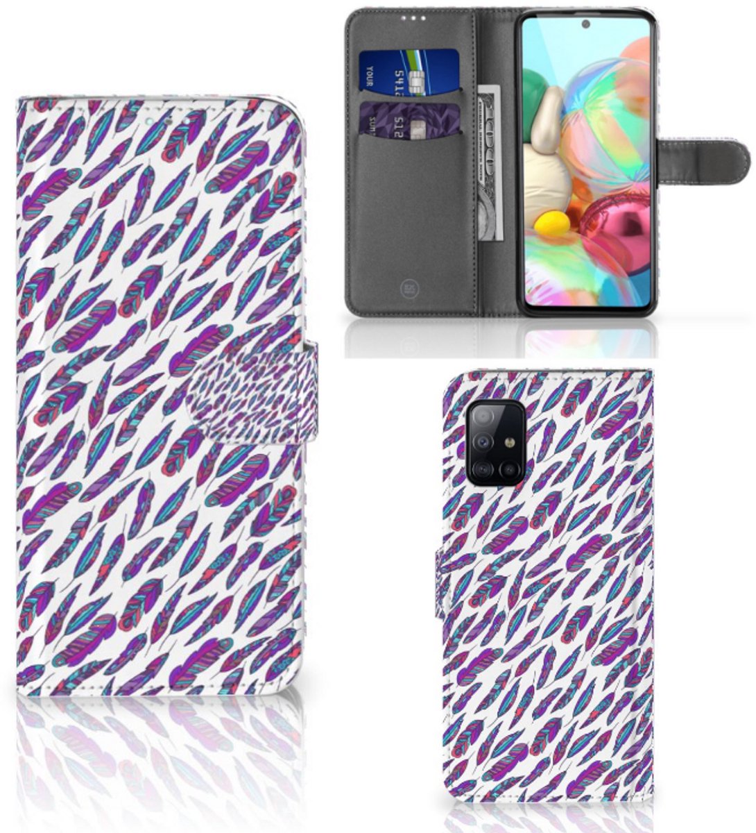 Samsung Galaxy A71 Telefoon Hoesje Feathers Color